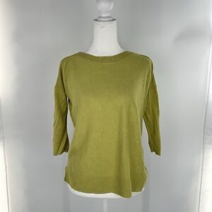 J.Jill Women's Petite XS Linen Rayon Sweater Green Knit Pullover Top Earthy Soft